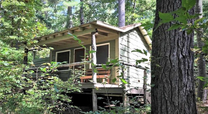 Exterior of the lakefront cabin