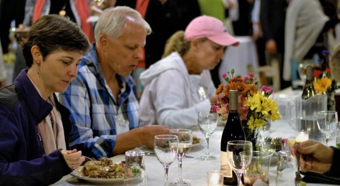 Guests eating lunch at Camp Kanuga