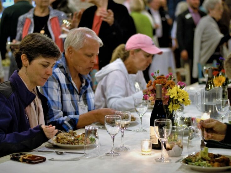 Guests eating lunch at Camp Kanuga