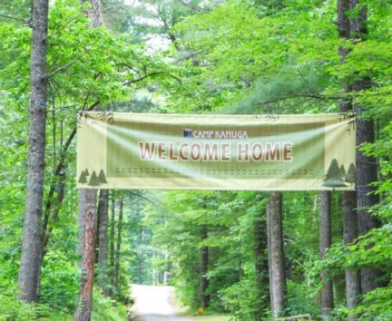 Welcome Home sign at Camp Kanuga